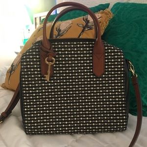 Fossil Fiona Striped Satchel